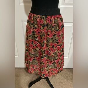 LuLaRoe M Lola Skirt - Pink and Brown Paisley